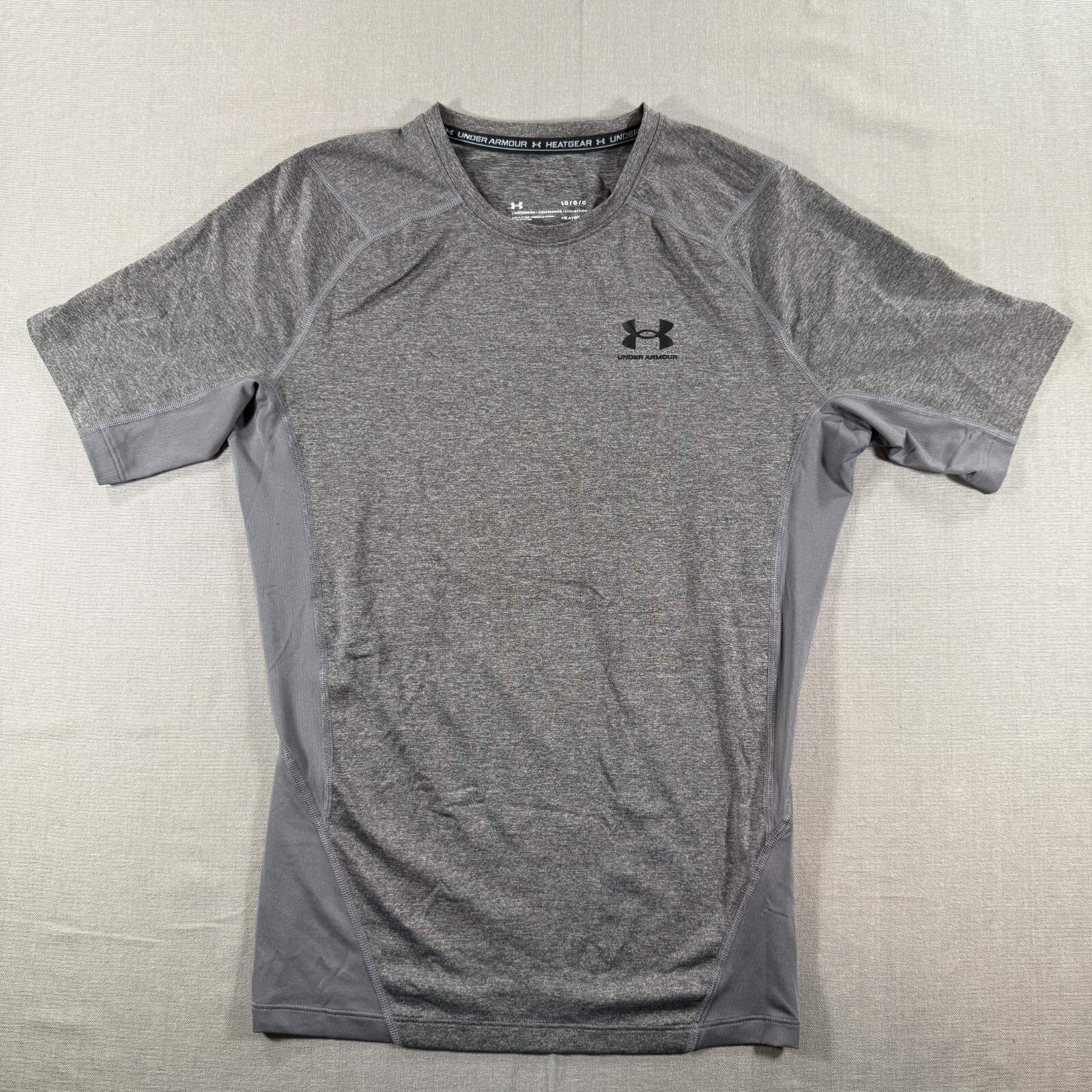 Under Armour Short Sleeve Compression Shirt Mens Large Gray HeatGear