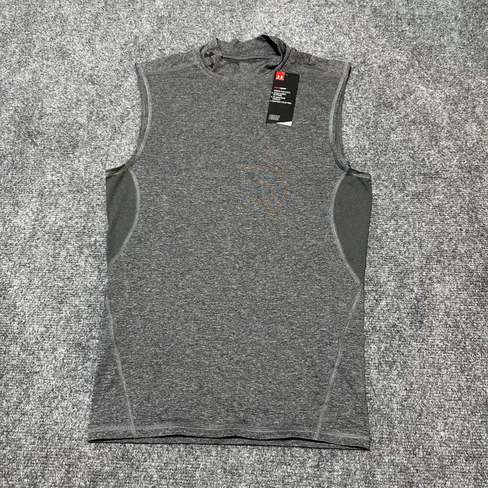 NEW Under Armour Shirt Mens Medium Grey Compression Tank Heat Gear Activewear