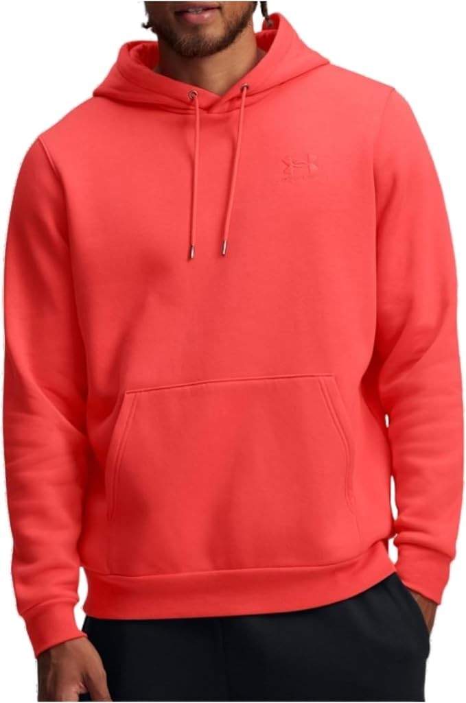 Under Armour Essential Men’s Icon Fleece Loose Fit Hoodie Sweatshirt Fire/Fire