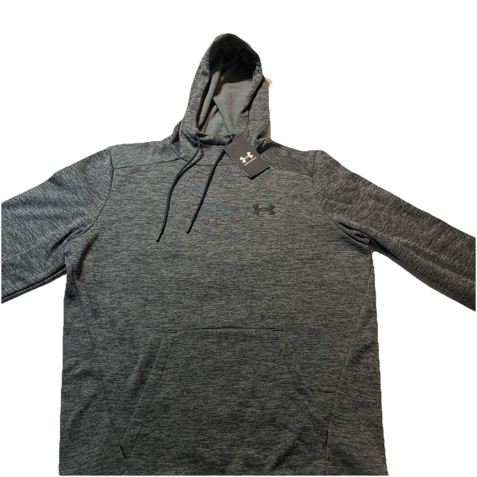 Under Armour Mens Armour Fleece Twist Hoodie in Black/Gray Marled Small MSRP $60
