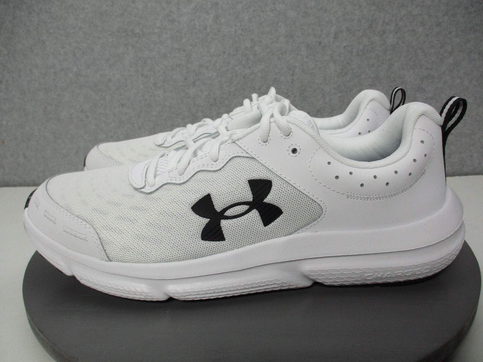 Under Armour Charged Assert 10 Running Shoes White/Black Mens Sz 11