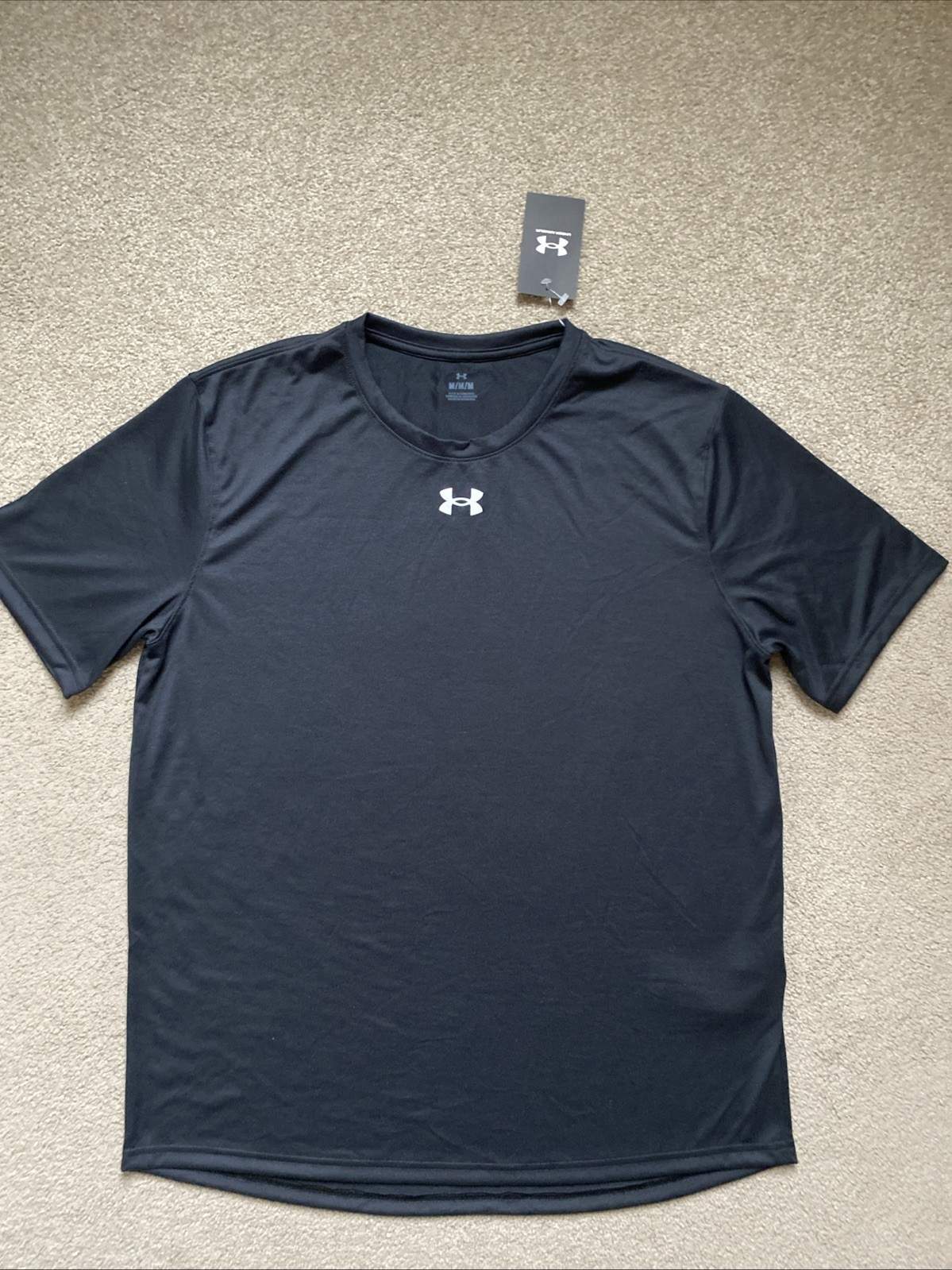 Men’s Under Armour Size M Black Team Tech Short Sleeve Shirt NWT