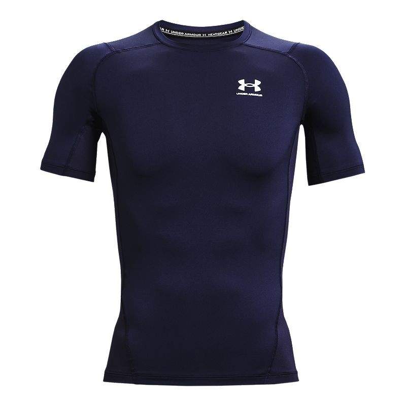 Under Armour Mens HeatGear Compression Short Sleeve T-Shirt L Navy