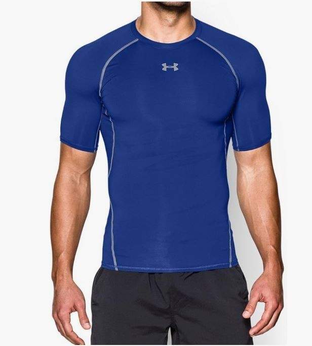 Under Armour HeatGear Compression Activewear Shirt L  Short Sleeve Blue w/ Tags!