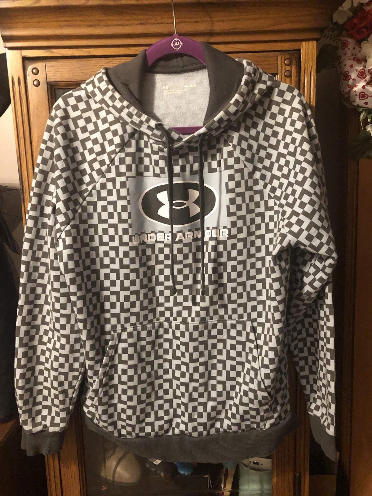 Under Armour 2 Tone Grey Printed Hoodie, Size Medium