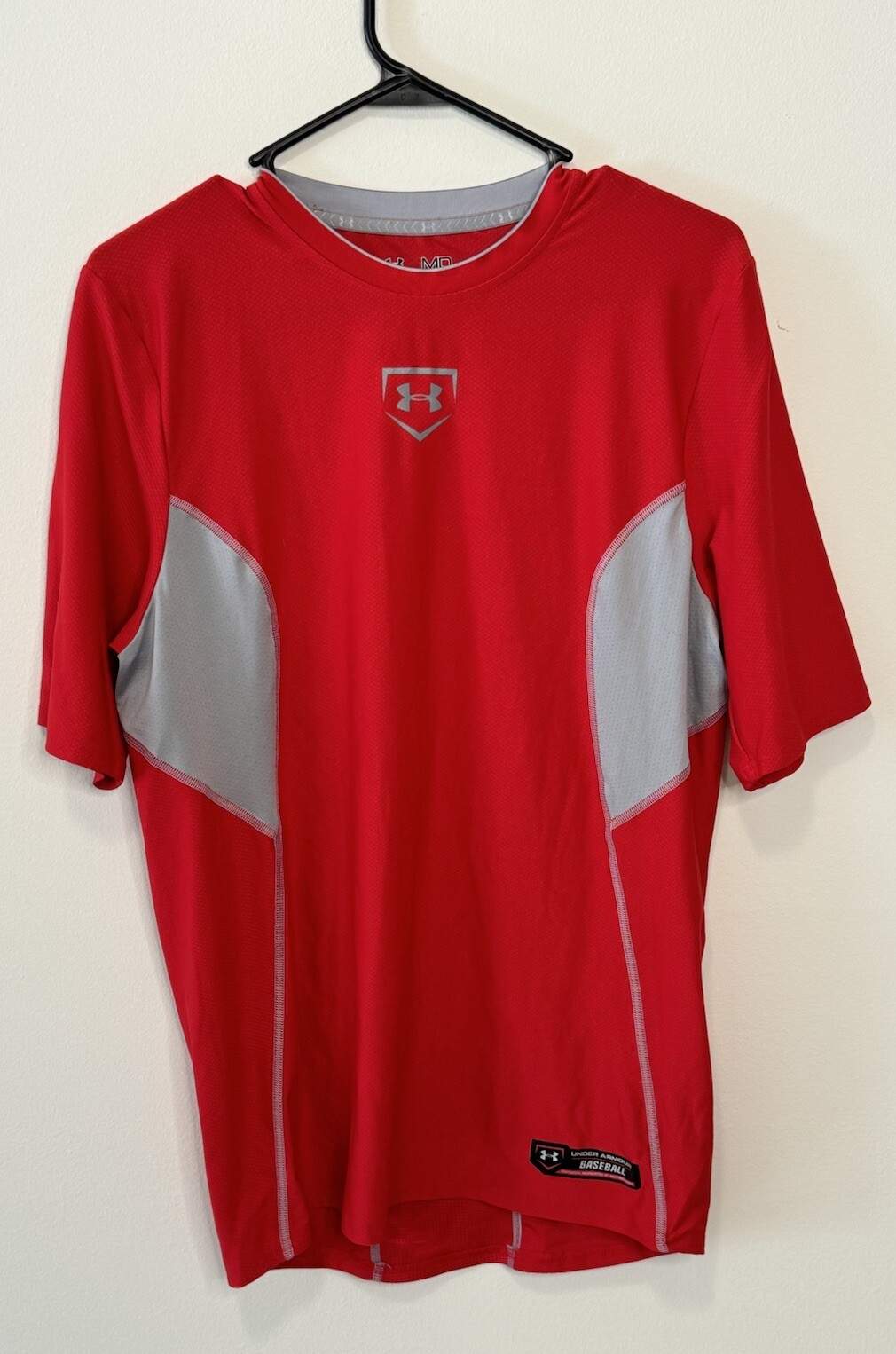 Under Armour Shirt Mens M Fitted Red Baseball HeatGear Compression Base Layer
