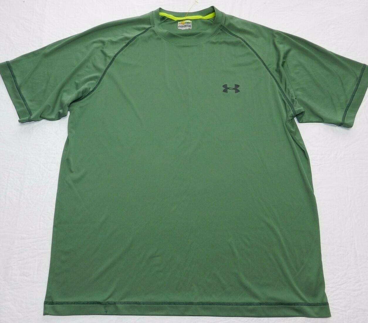 UNDER ARMOUR compression shirt size LARGE loose short sleeve green (ab31)