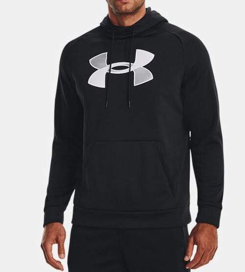New Under Armour Men’s Armour Fleece® Big Logo Hoodie 1373401-001 Black – M