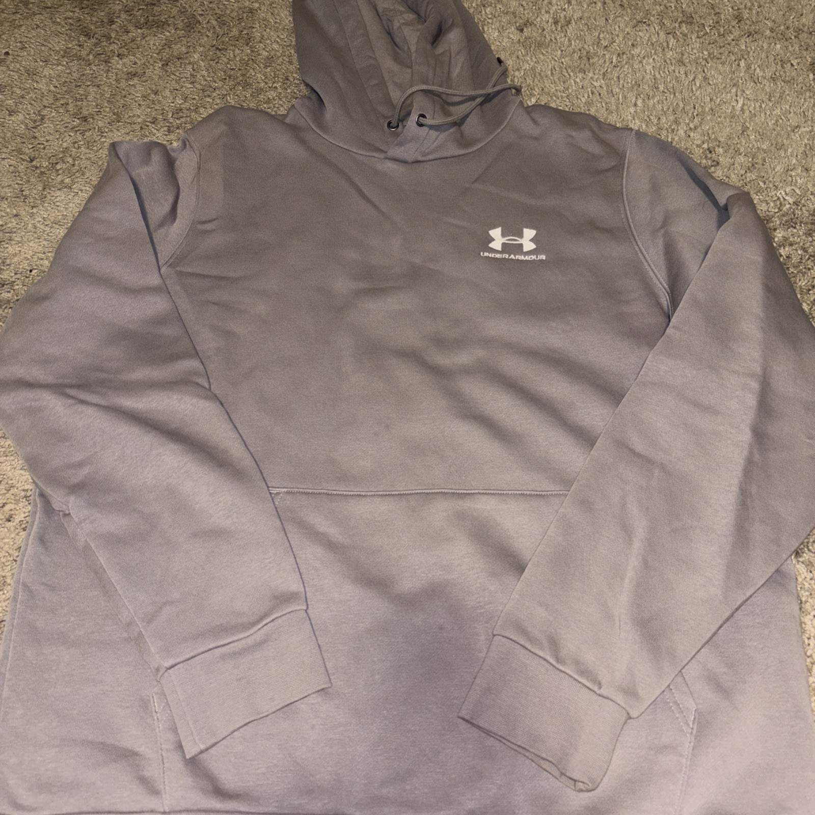 Under Armour Icon Fleece Mens Large Gray Hoodie Pullover Fleece Style 1373880