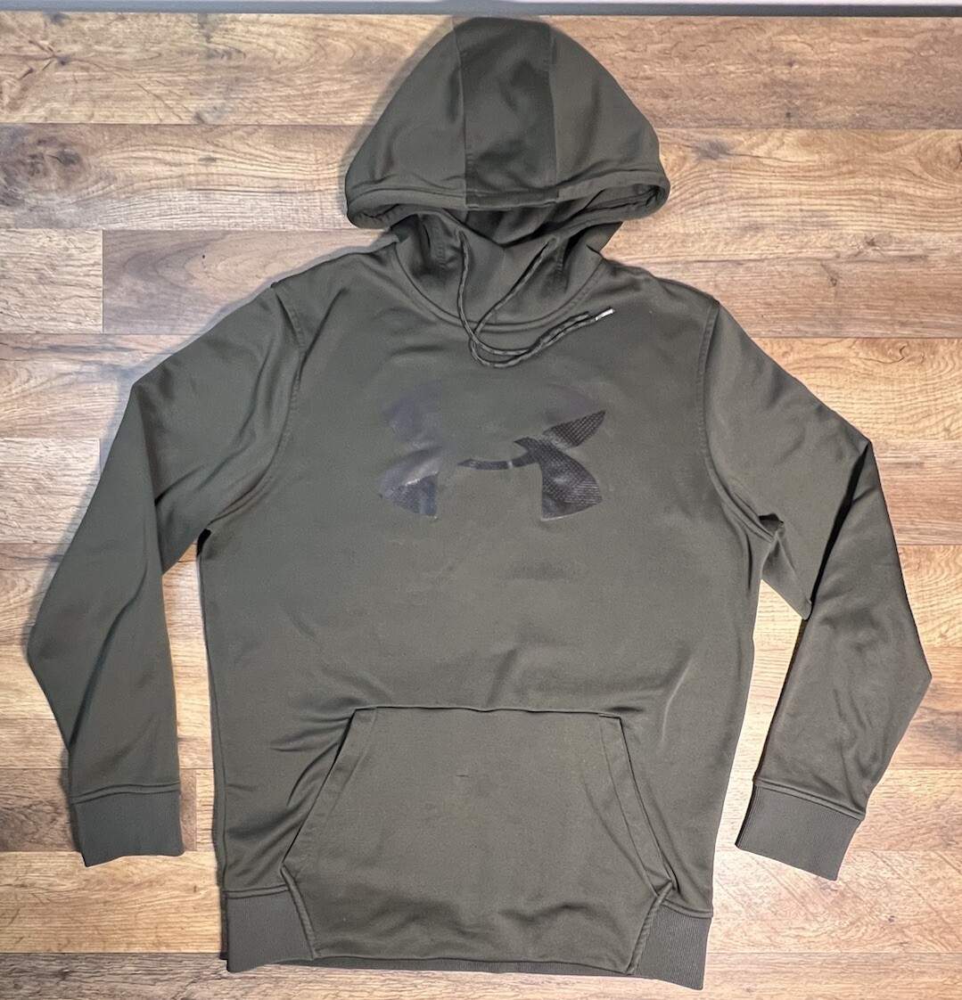 Under Armour Hoodie Big UA Logo Drawstring Fleece Sweatshirt Medium Loose fit.