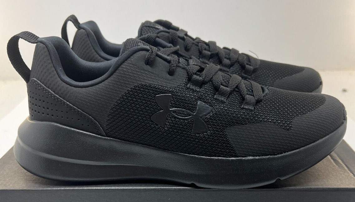 UNDER ARMOUR UA Essential Mens Running Shoes 3022954-004 Blk/Wht New Free Ship