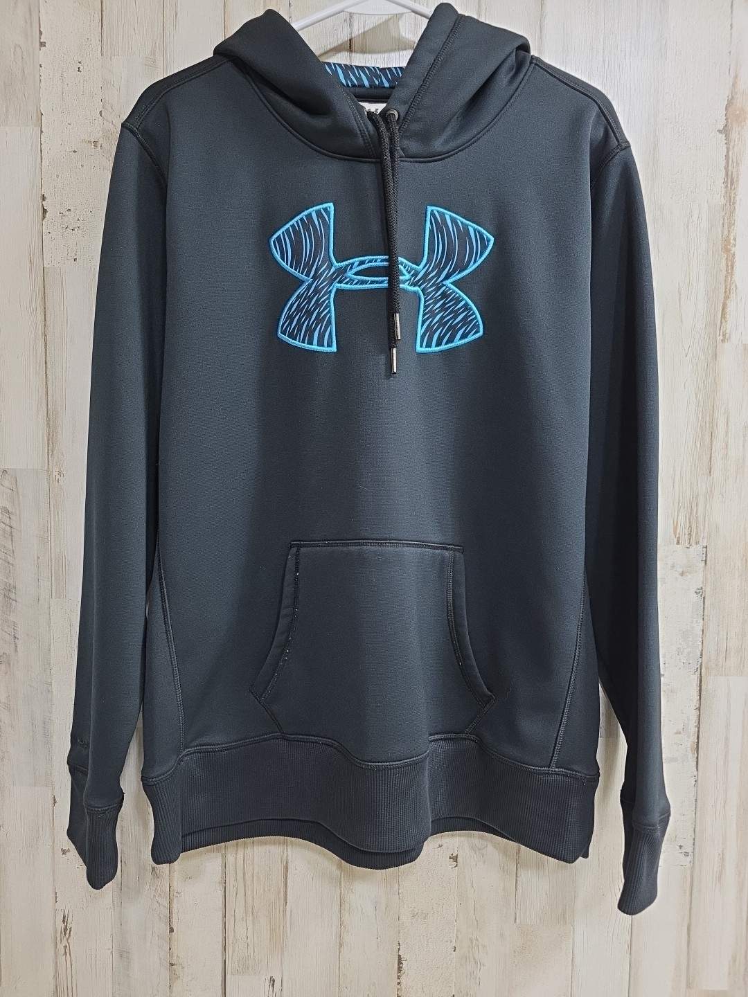 Under Armour Pullover Hoodie Blue/Black Hood Lining & Logo Black Large Unisex UA