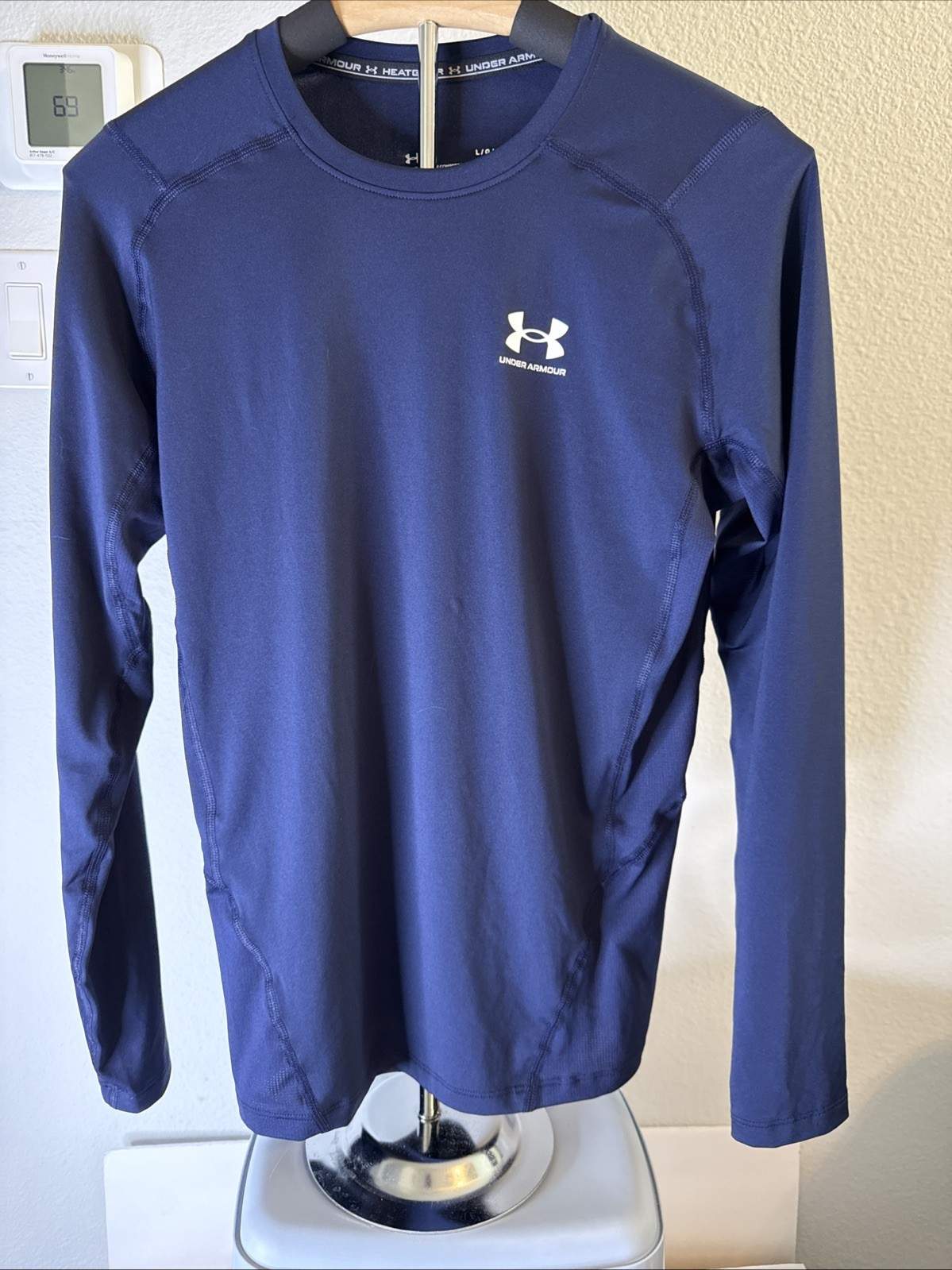 Under Armour Men’s HeatGear Compression Long Sleeve Shirt Blue Size L NWT