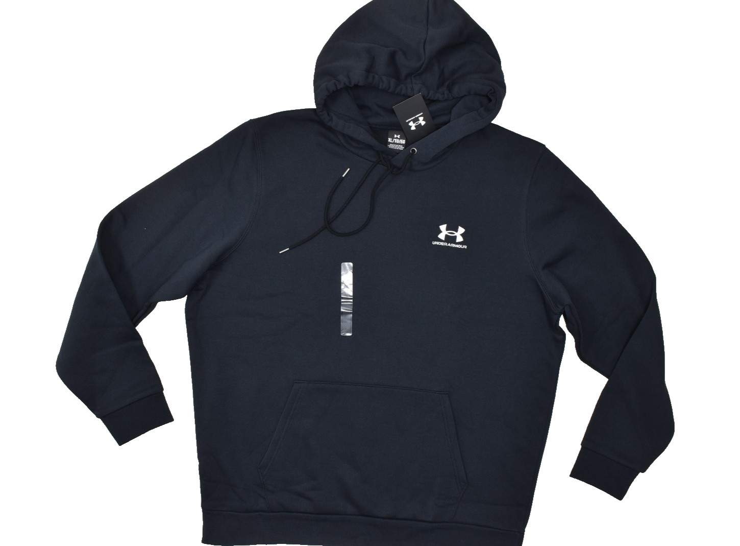 Under Armour Men’s Black Essential Fleece Hoodie Loose Fit Size XL Cotton NEW