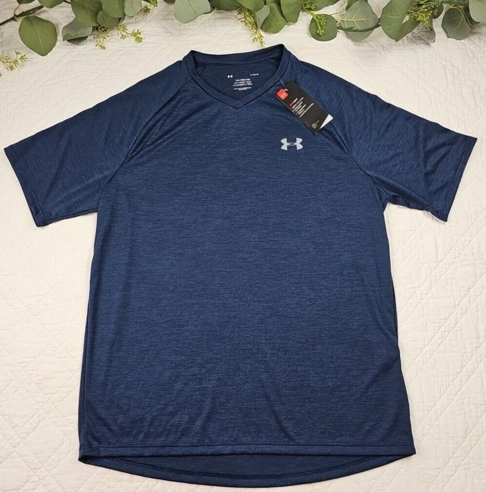 NWT Under Armour Men’s the Tech Tee Blue Short Sleeve Size L Heat gear