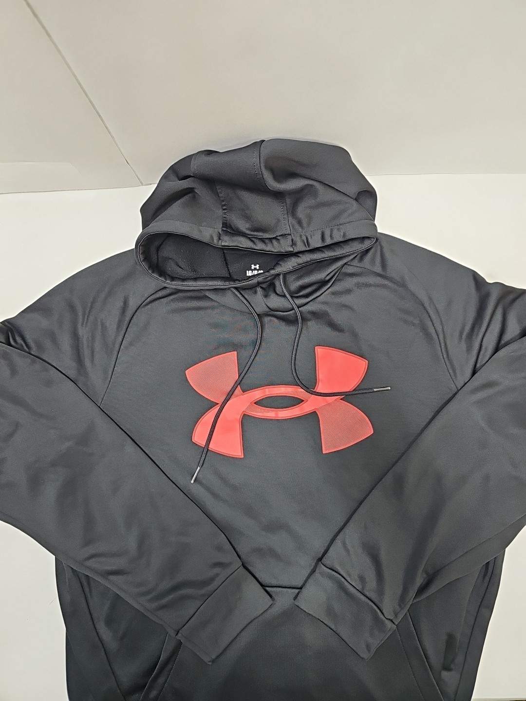 Men’s Large Under Armour  Dark Black Fleece Big Logo Hoodie UA Pullover