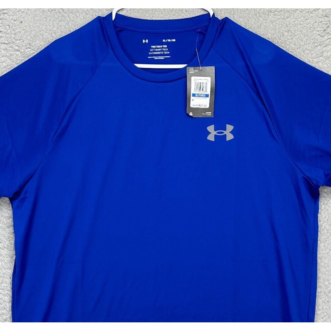 Under Armour Shirt Adult XL Blue The Tech Tee Short Sleeve T-Shirt Logo Mens NEW