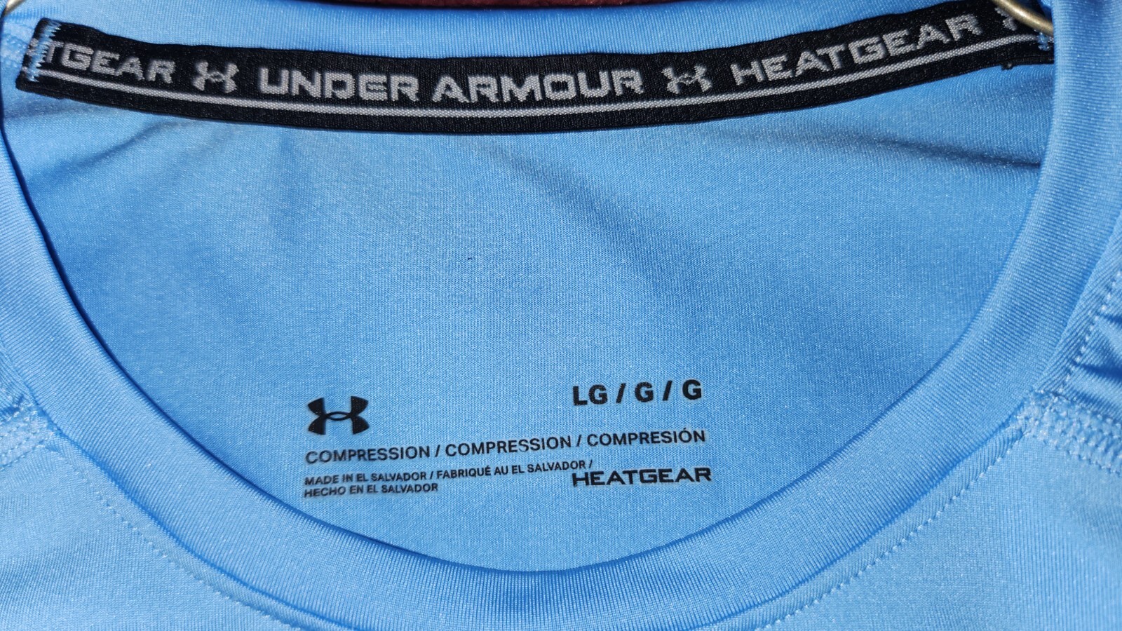 Under Armour HeatGear Men’s Size Large; Short Sleeve Compression – Light Blue