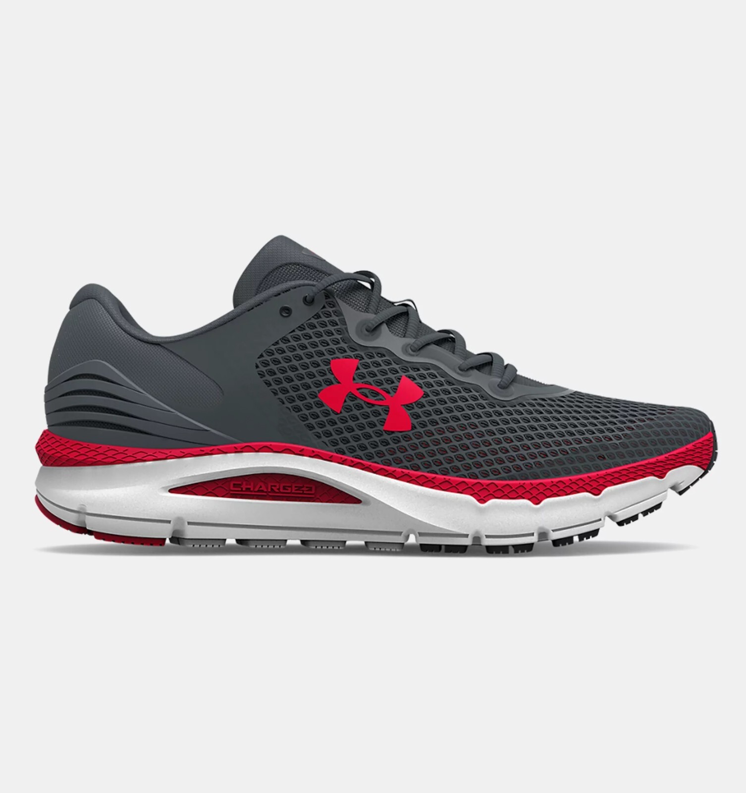**NEW**  Under Armour Charged Intake 5 Running Shoes Pitch  Grey/Red  Size: 10