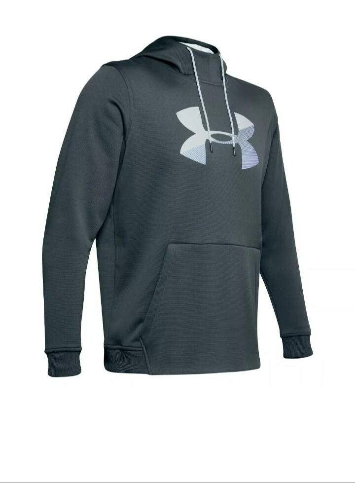 NWT Under Armour Men’s Fleece Pullover Hoodie Big Logo Grap D GRAY 1345321 074