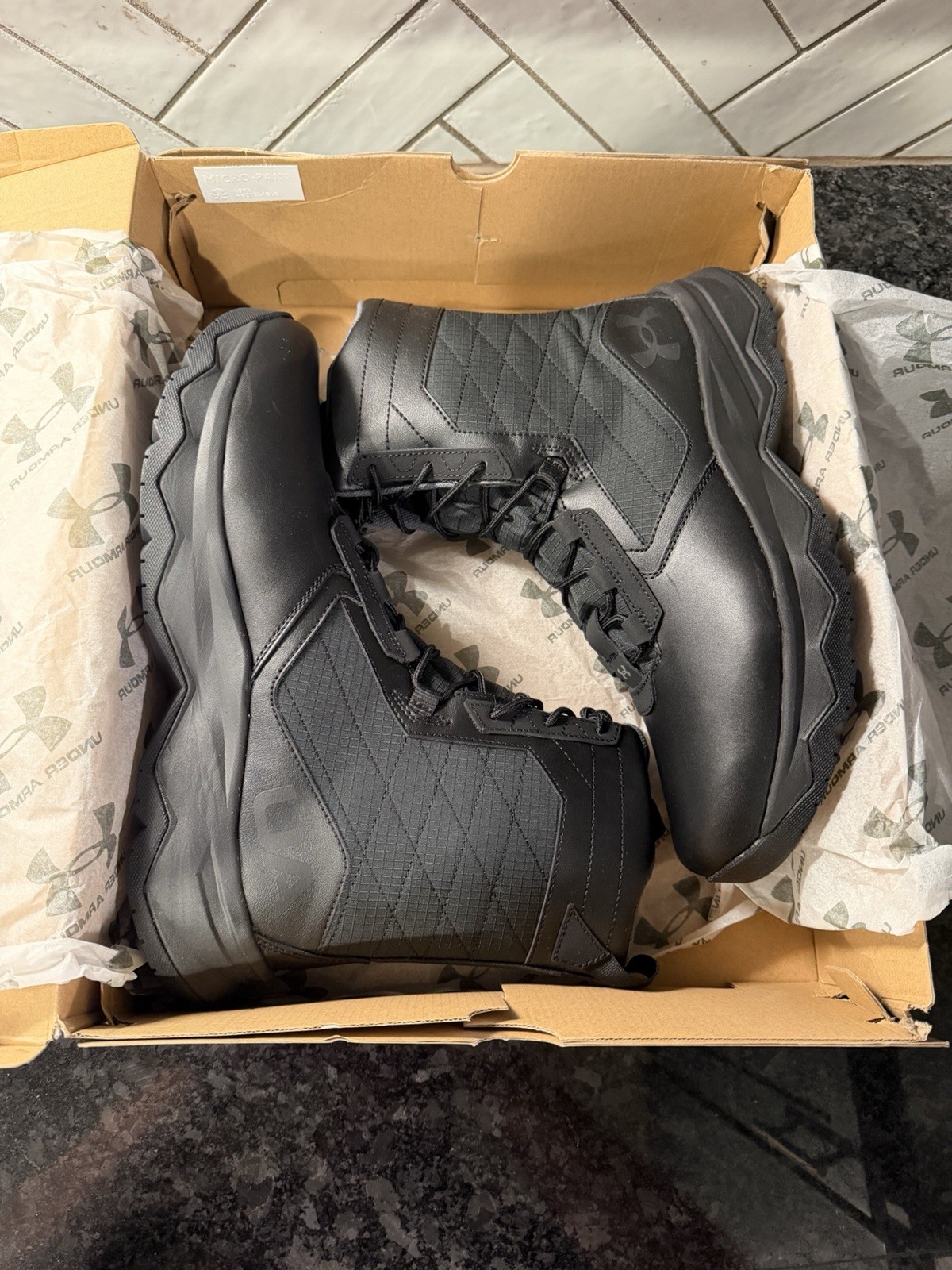 Under Armour UA Stellar G2 Tactical Lace Boots Black Men’s Size 12 2E Wide