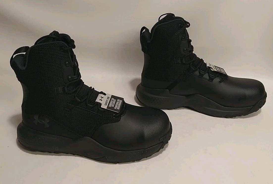 Under Armour MENS Size 12 Black MICRO G STELLAR PROTECT BOOTS Safety Toe Lace Up