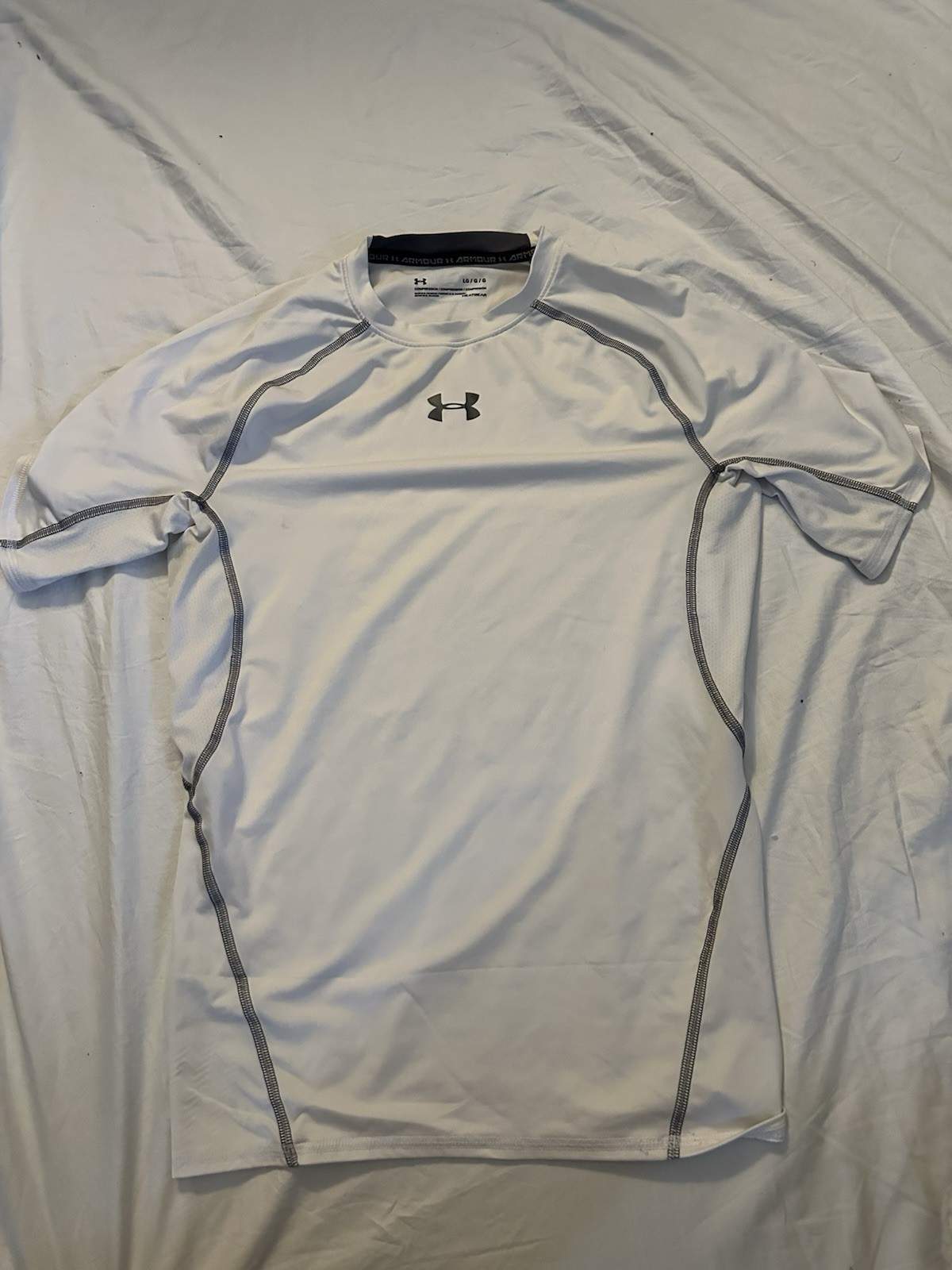 Under Armour HeatGear Compression Shirt Mens Large White Short Sleeve