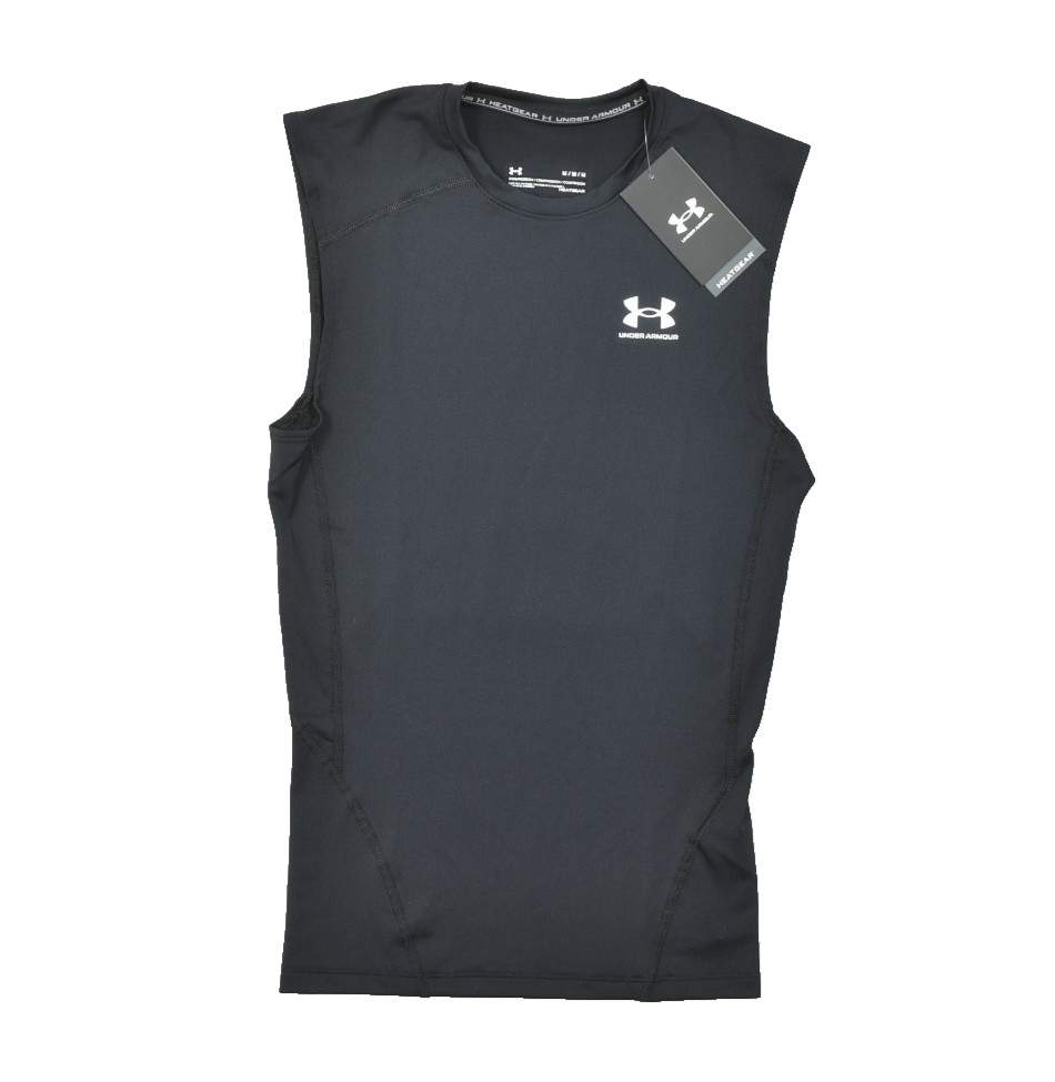 NEW Under Armour HeatGear Compression Sleeveless Shirt Black Size M
