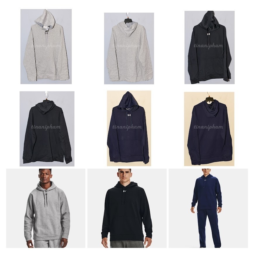 Under Armour Mens Hustle Fleece Hoodie in black , navy , light gray