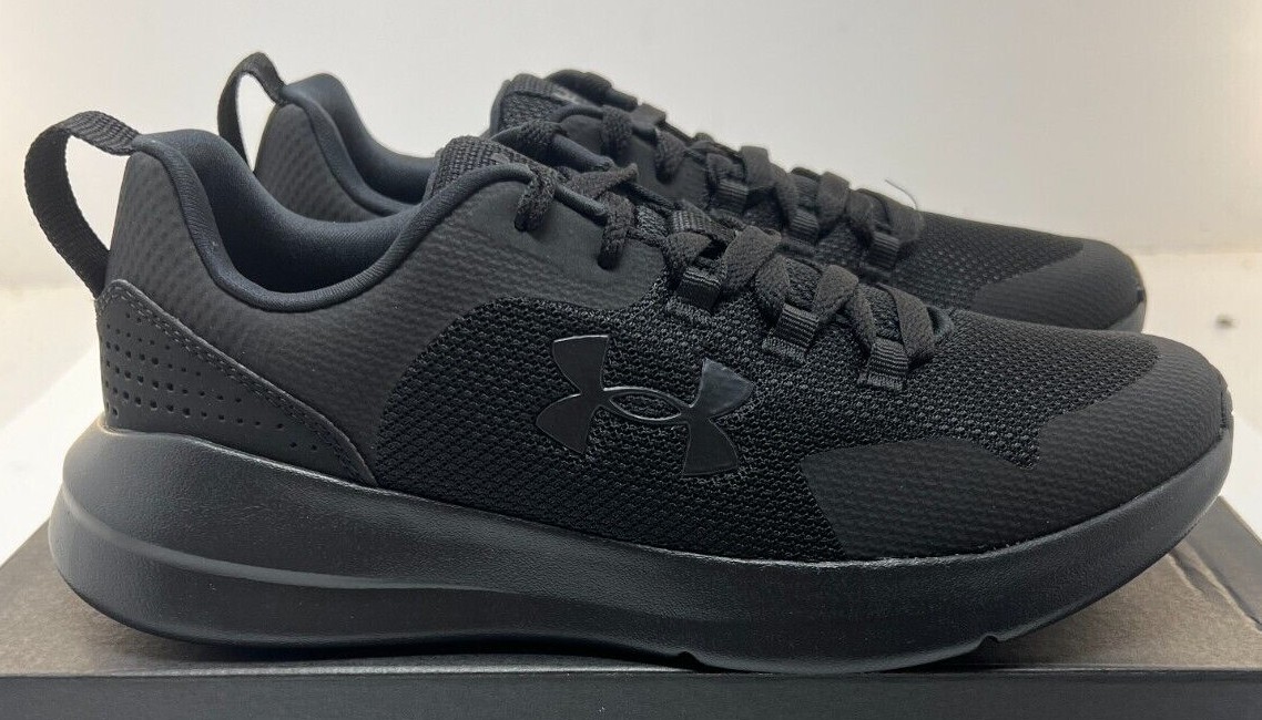 UNDER ARMOUR UA Essential Mens Running Shoes 3022954-004 Blk/Wht New Free Ship