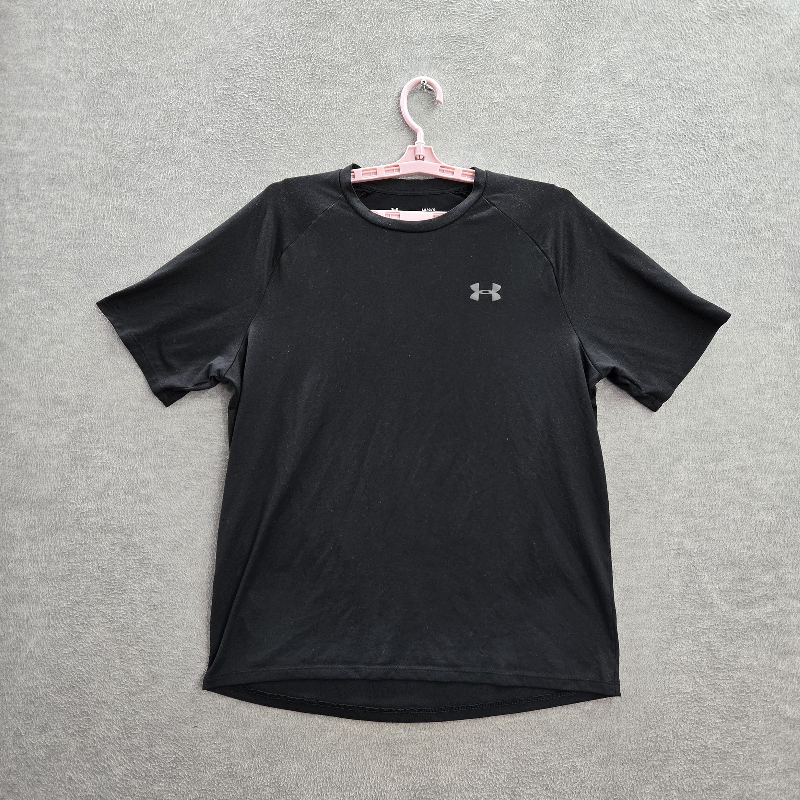 Under Armour Men Activewear Shirt L Black The Tech Tee Short Sleeve Logo