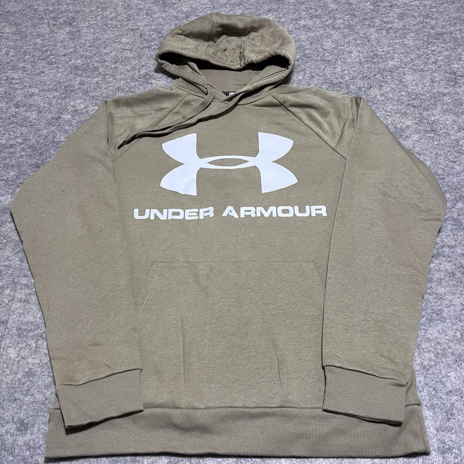 Under Armour Olive HOODIE MEN’S MEDIUM BIG CENTER LOGO PULLOVER SWEATSHIRT