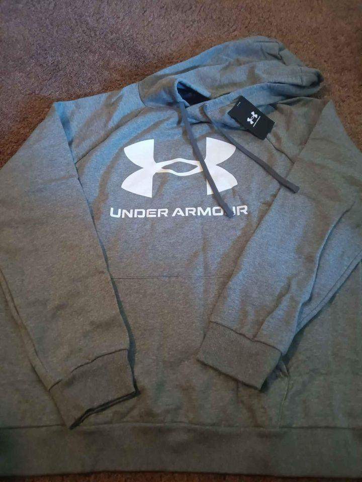 New Mens Under Armour Gray Fleece Loose Hoodie Sweatshirt Size L