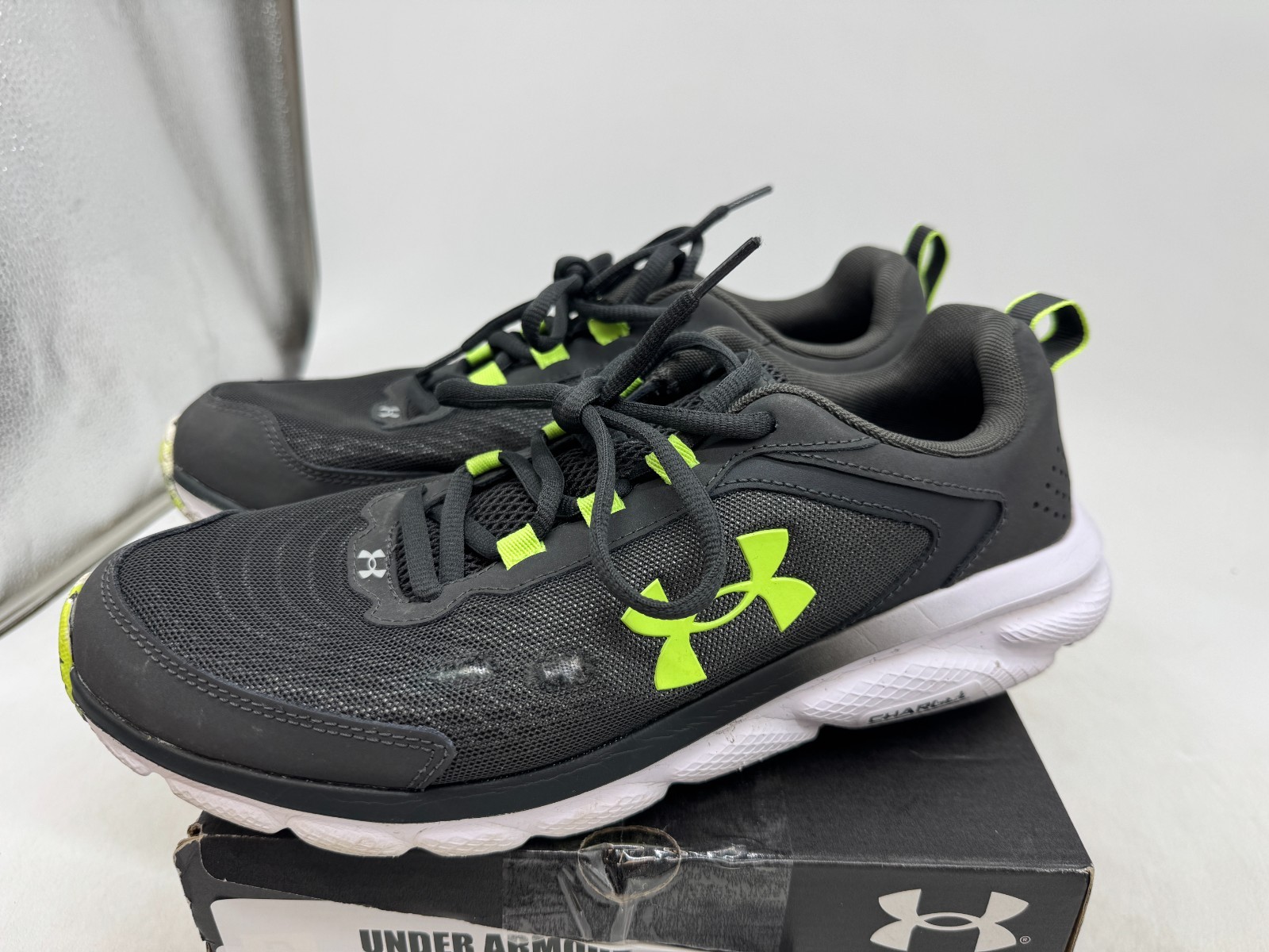 Under Armour Charged Assert 9 Running Sneakers Mens Low Top Grey Marble – 10