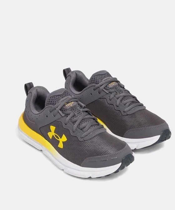 NEW! Under Armour  Men’s UA Charged Assert 10 Running Shoes – Gray Yellow – Sz 9