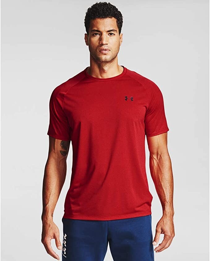 NWT Under Armour Men Tech 2.0 Loose Fit Short Sleeve T Red/Black Size L UA143