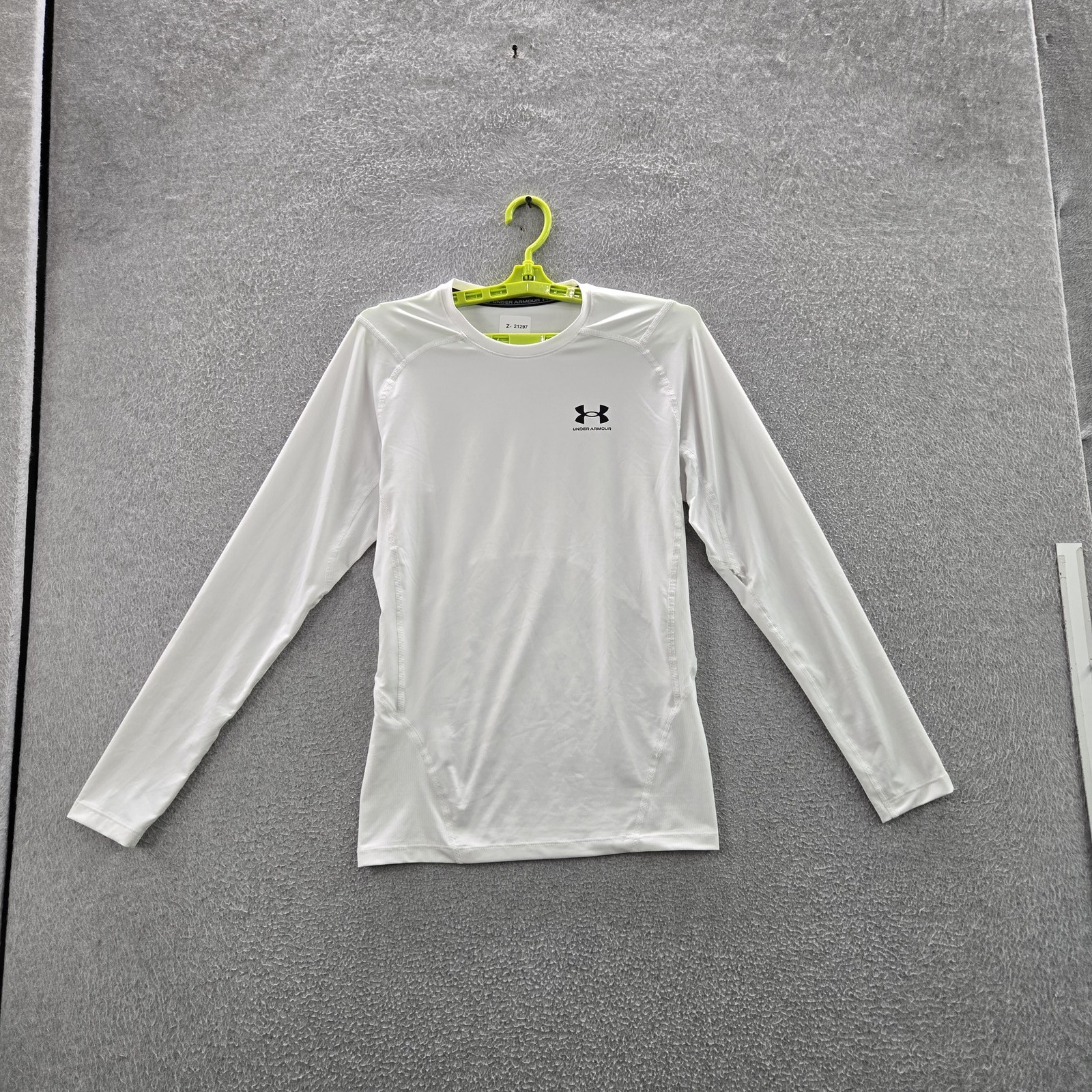 Under Armour Men Activewear Top L White Compression Logo Heatgear Slim