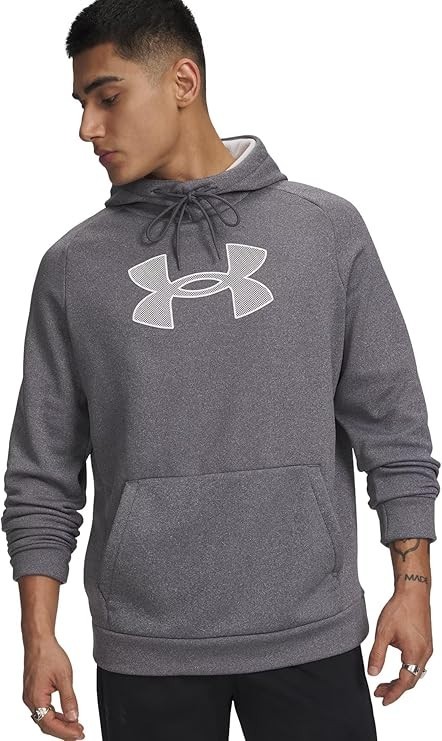 NEW Men’s Under Armour Gray White Fleece Big Logo Hoodie Size Large MSRP $60.00