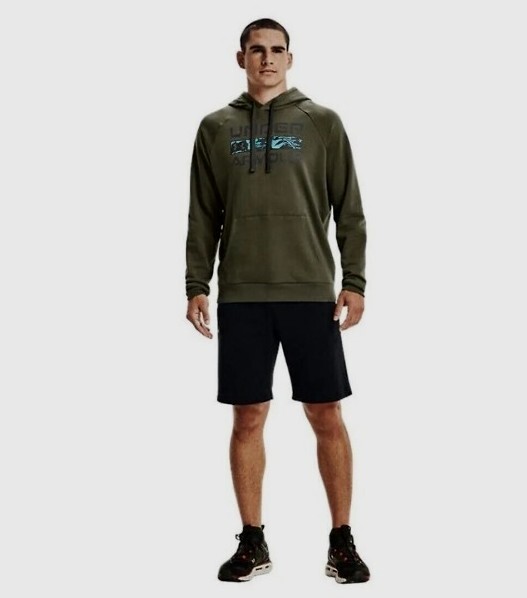 Under Armour Men’s Tech Green Rival Fleece Signature Box Hoodie MED