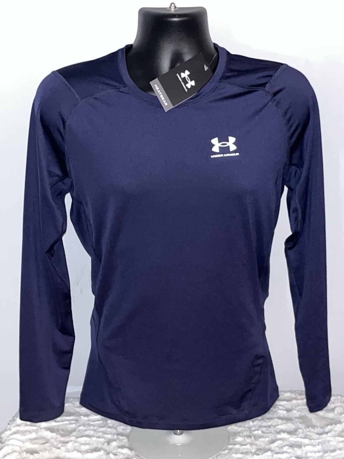 UNDER ARMOUR UA HEATGEAR MENS MIDNIGHT NAVY LONG SLEEVE COMPRESSION SHIRT MD NWT