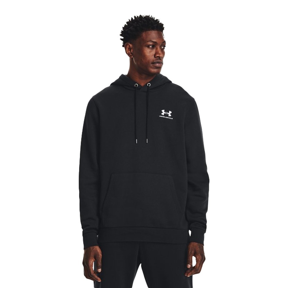 NWT: Under Armour Men’s Essential Fleece Hoodie in Black/White Size: Medium