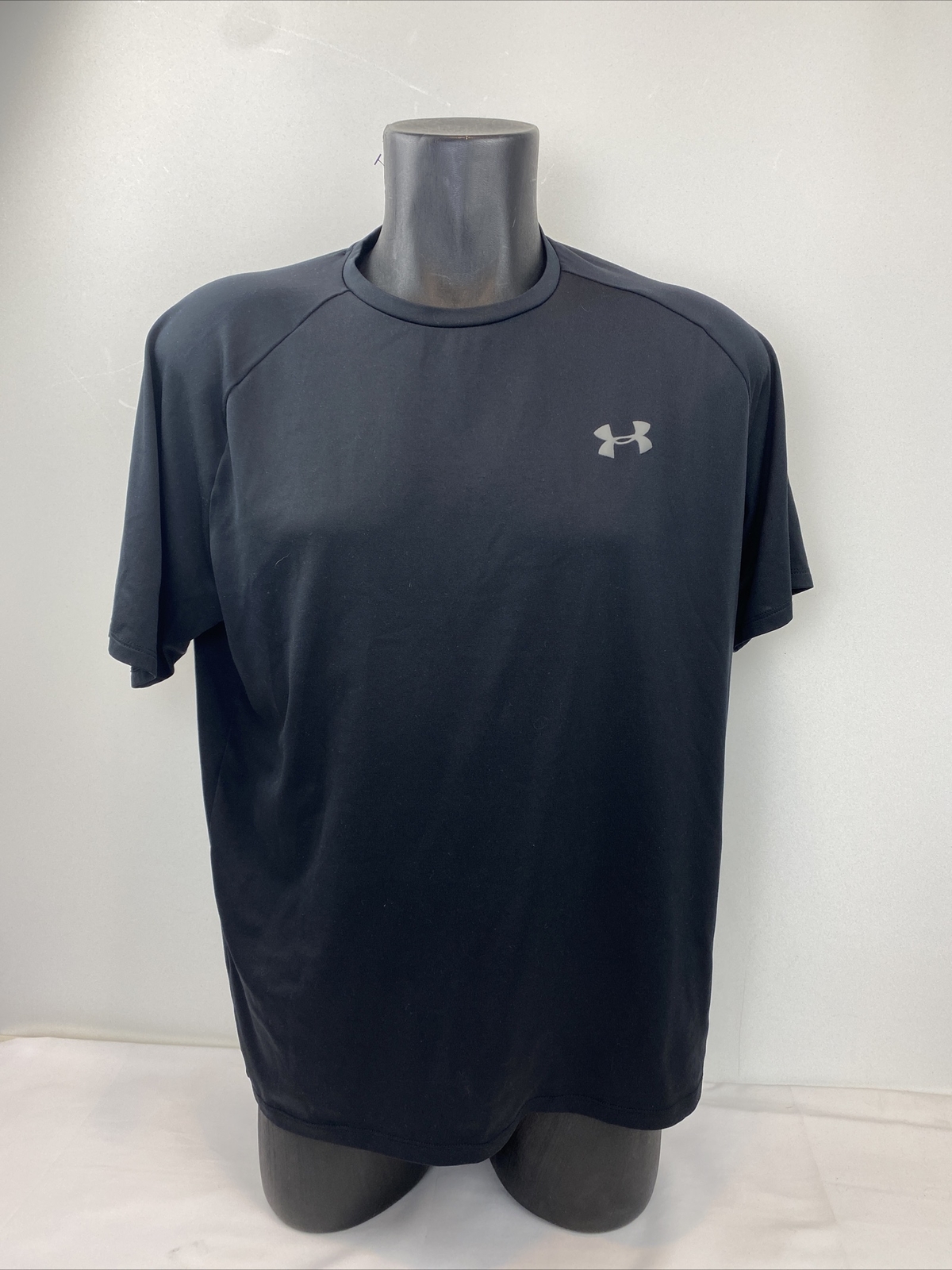Under Armour Men Activewear Top L Black Tech Tee Shirt Logo Adult