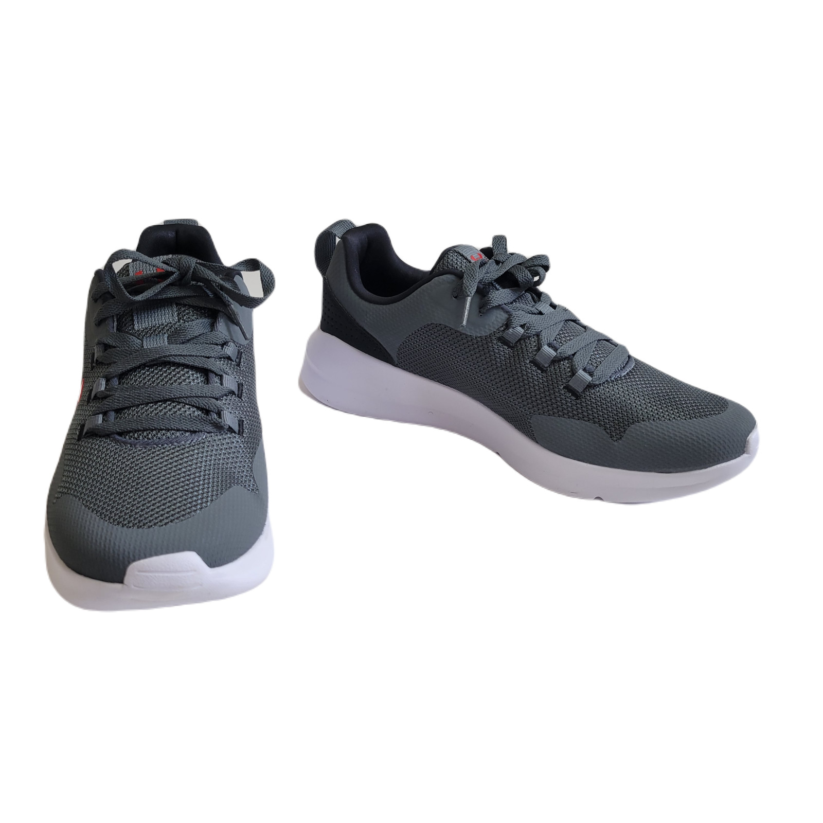 Under Armour Gray Essential Sports Style Shoe with Red Logo Men’s Sizes