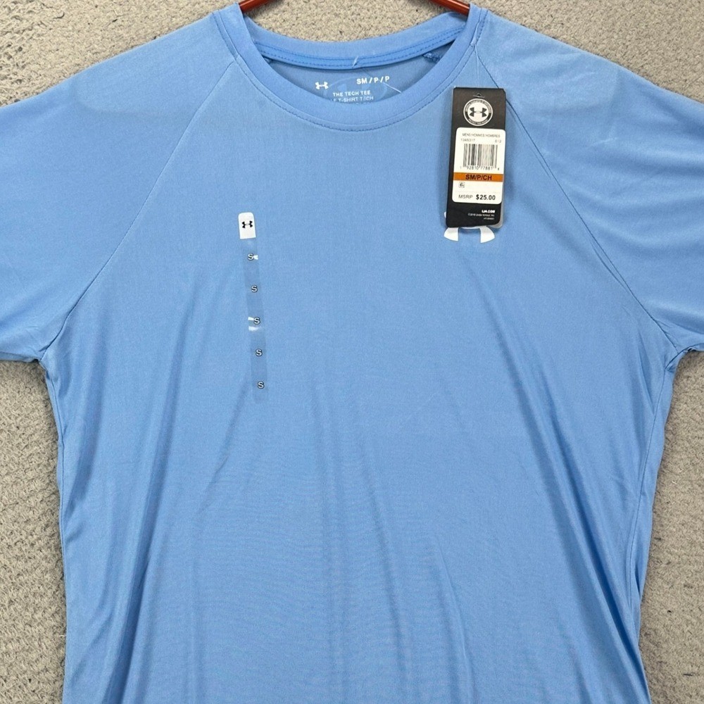 Under Armour Heat Gear Tech Tee Mens T-Shirt Small Blue Performance Stretch NEW