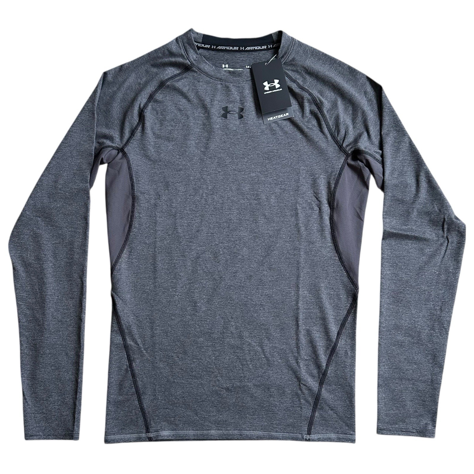 Under Armour Compression T-Shirt Mens Sz Large Gray Heat Gear Long Sleeve