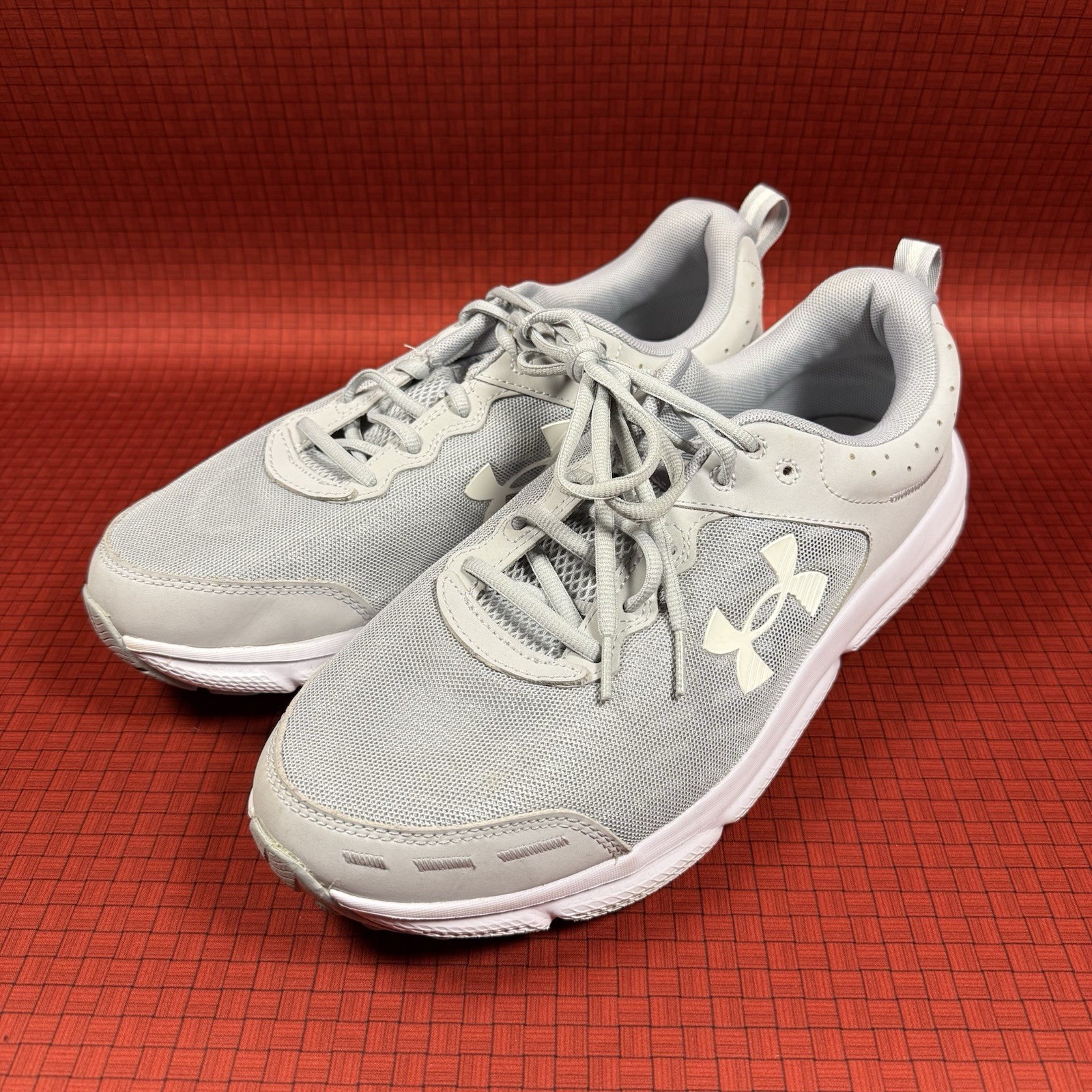 Under Armour Charged Assert 10 Running Shoes Size 11.5 US Mod Grey W/White Clean