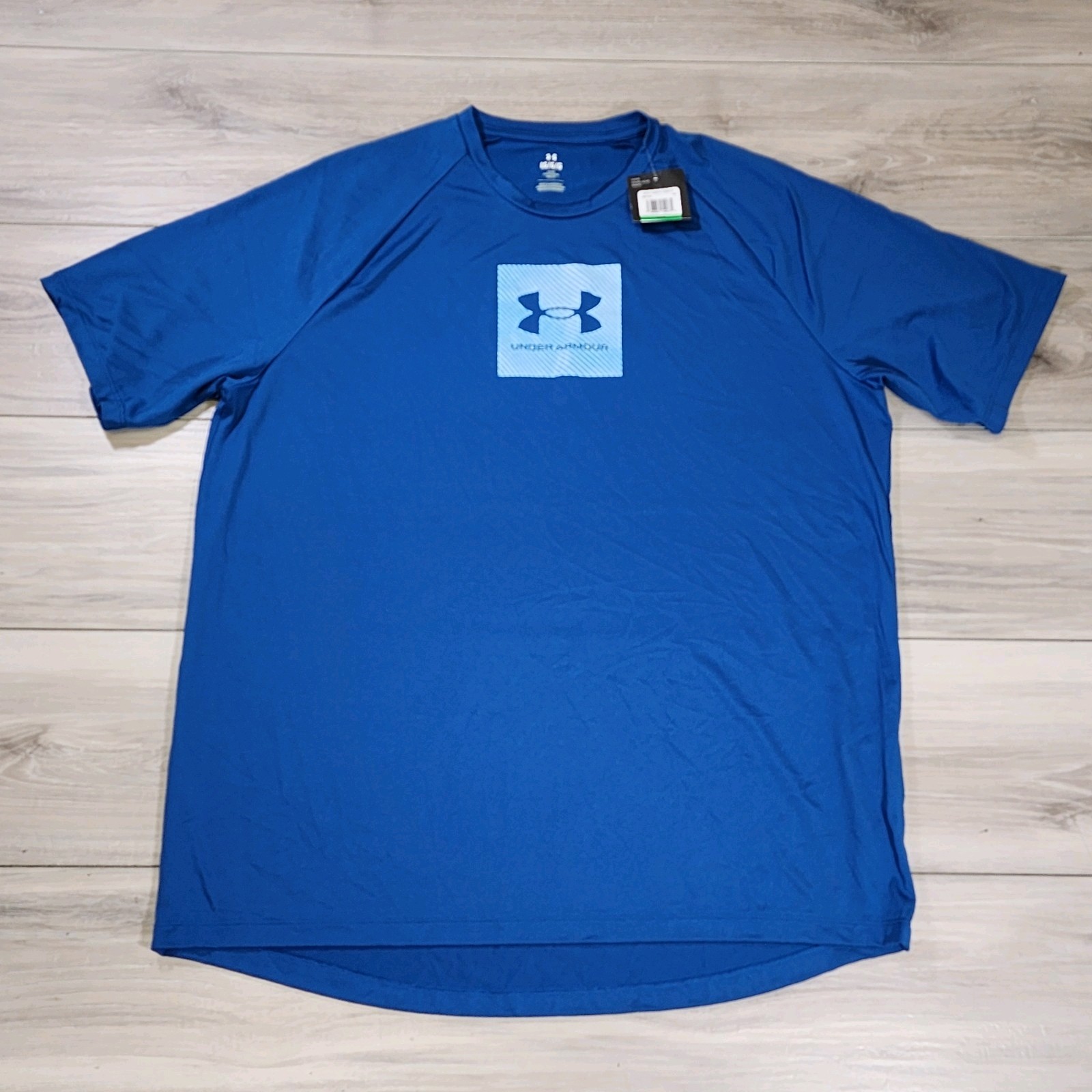 Under Armour T-Shirt Men’s Large Blue Tech Print Fill New