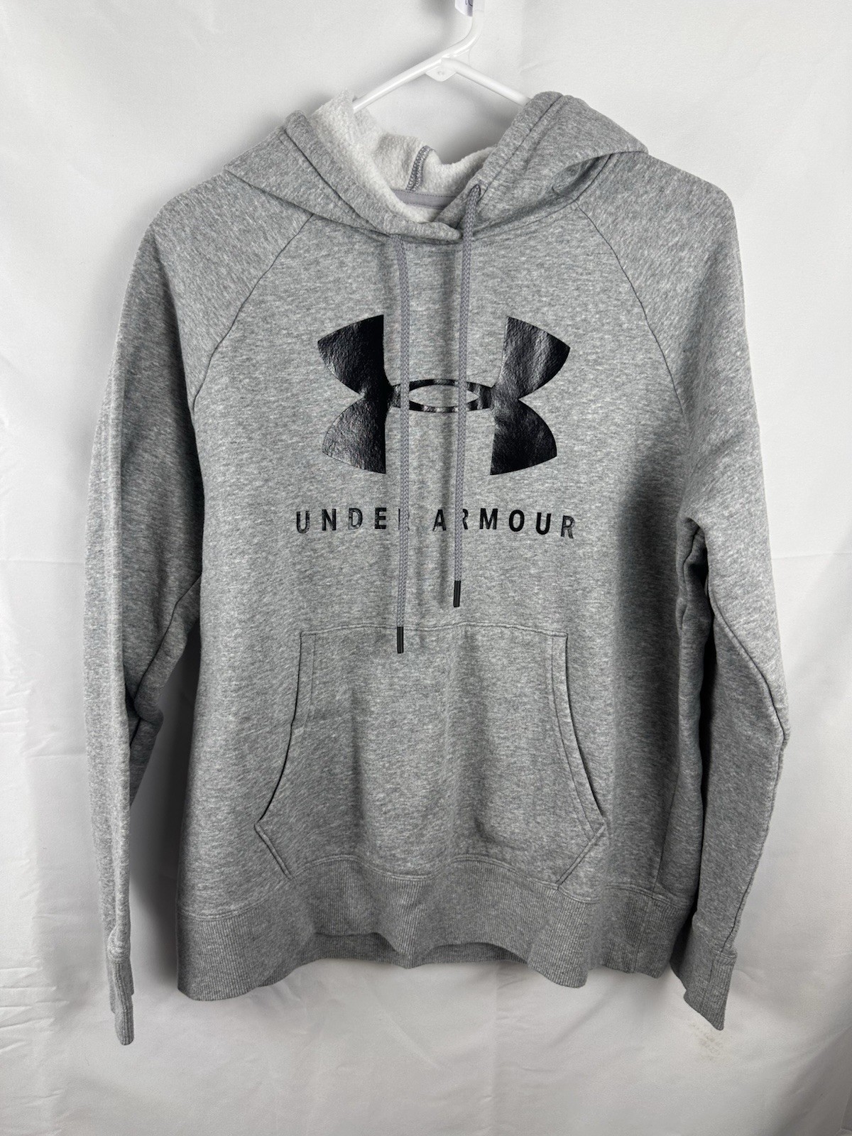 Grey Under Armour Size M Black Emblem Logo Hoodie Sweatshirt