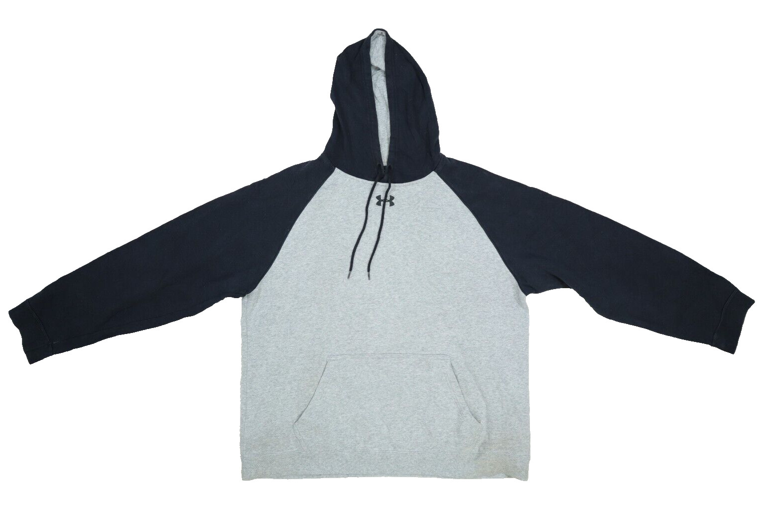 Under Armour UA Grey Black Pullover Hoodie Hooded Sweatshirt Loose Fit Mens L