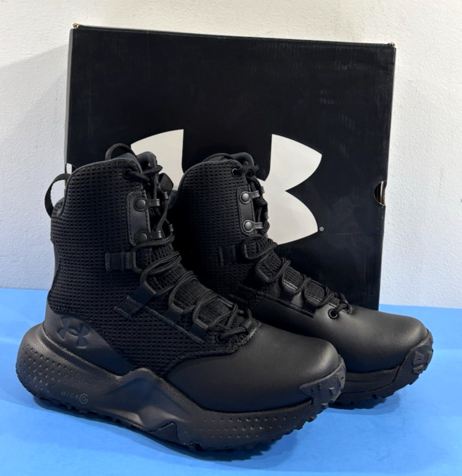 NIB 6 D WOMENS UNDER ARMOUR MICRO G STELLAR 8″ ZIP BOOTS 3028724 BLACK
